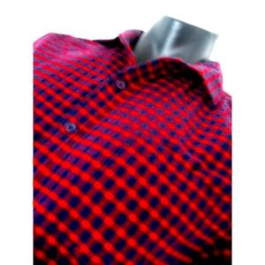 STEEL&JELLY Red/Blue PLAID FLANNEL SHIRT SZ Large, Flip cuffs long sleeve.